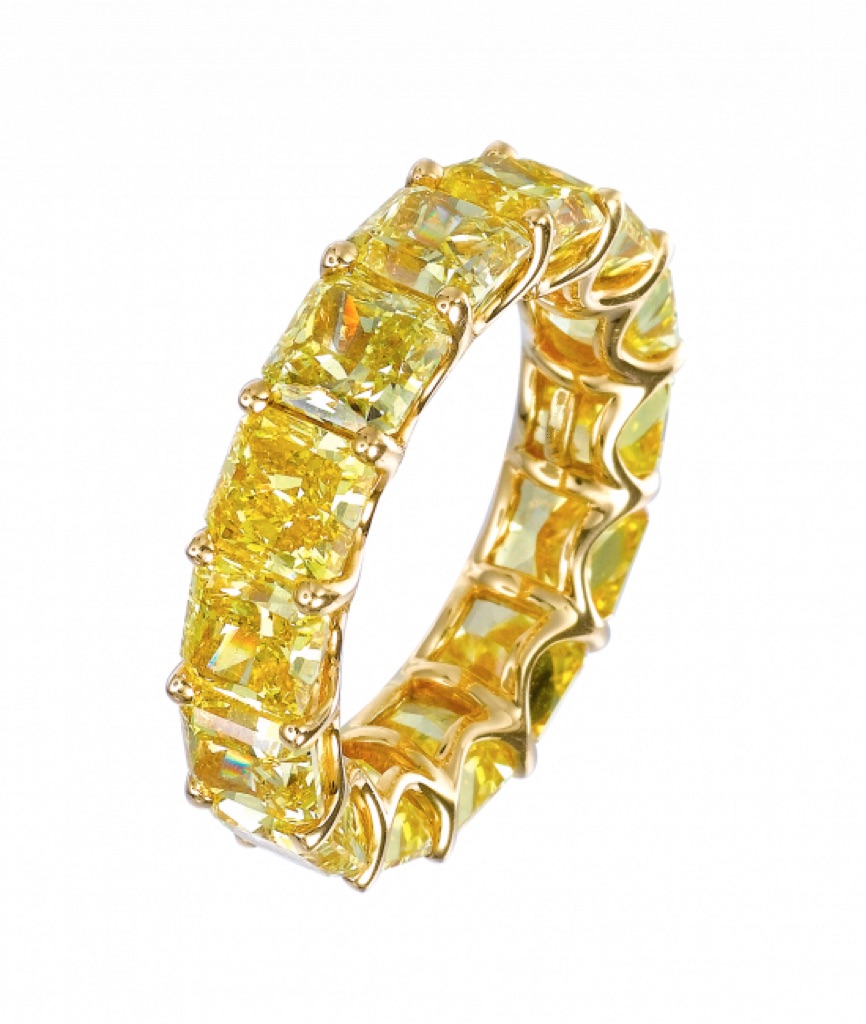 IMI RADIANT CUT VIVID YELLOW DIAMOND BAND