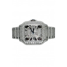 CARTIER SANTOS DE CARTIER SKELETON STEEL 40MM - FULLY ICED OUT